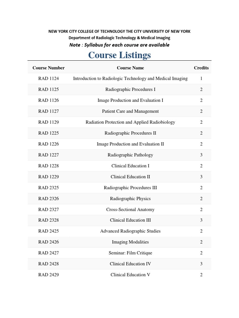 Radiologic Technology Course Overview | PDF | Radiology | Medical Imaging