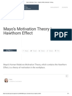 Mayo's Motivation Theory - Hawthorn Effect. Motivation Training