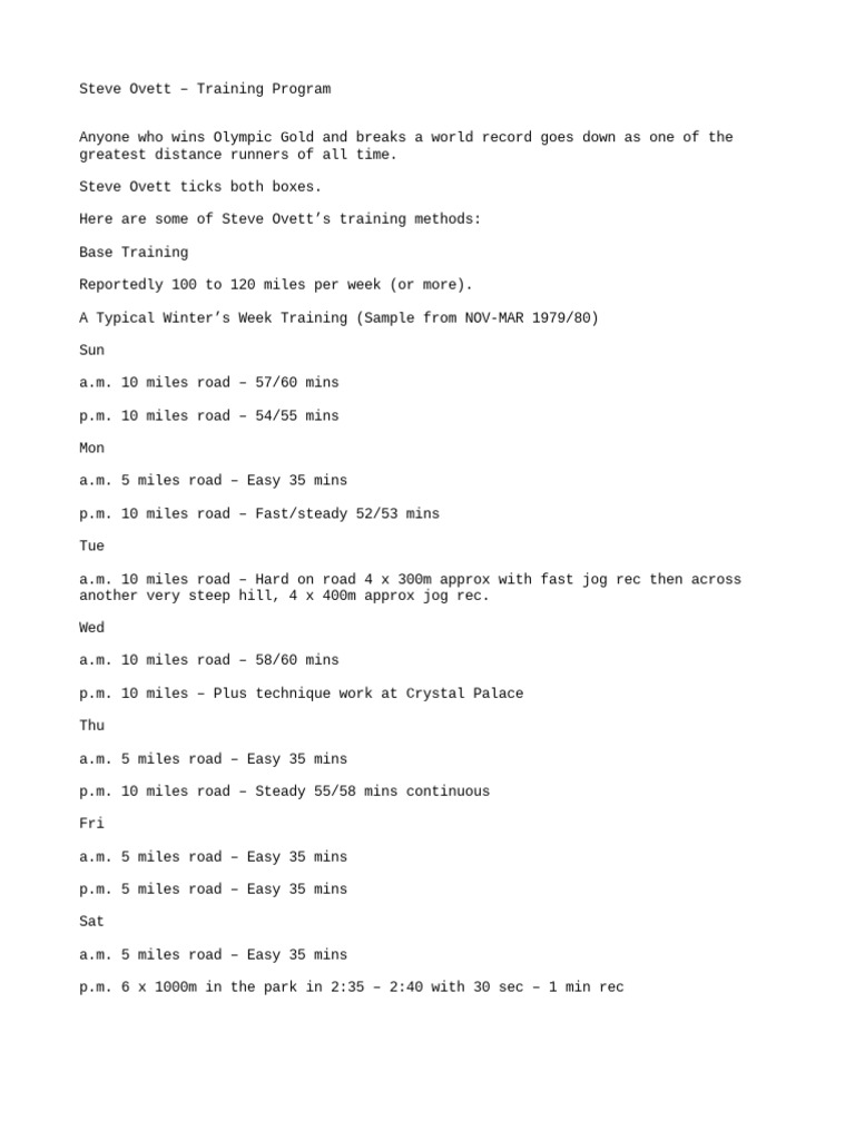 Steve Ovett - Training | PDF | Aerobic Exercise | Recreation