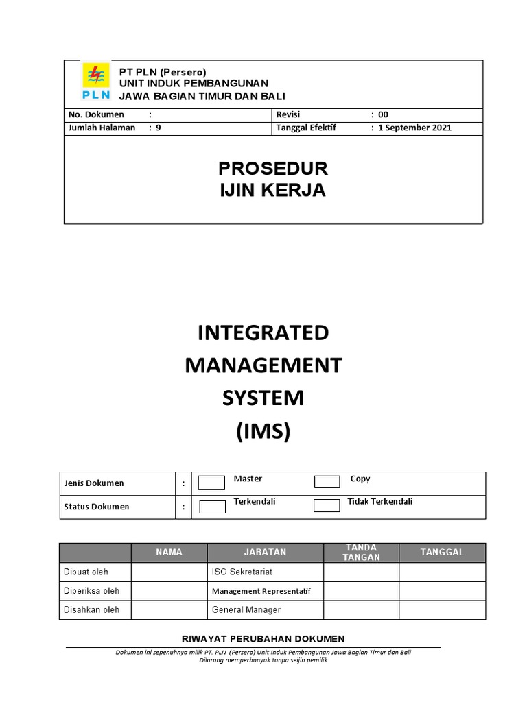 Prosedur Ijin Kerja K3 PT PLN | PDF | Teknologi & Rekayasa
