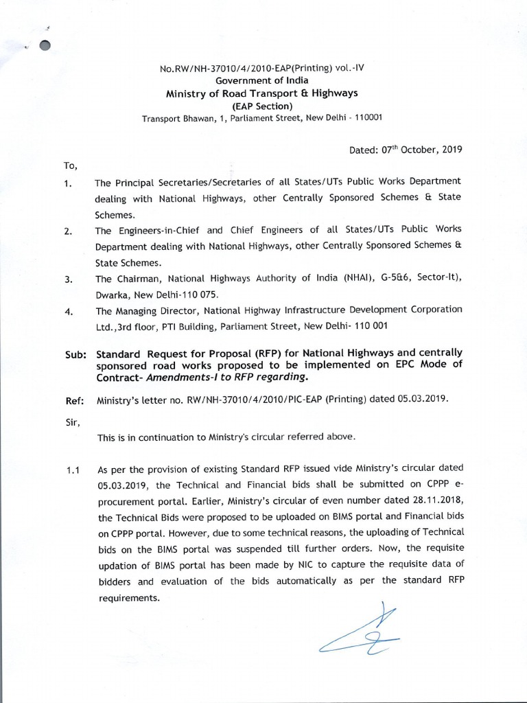 07.10.2019 RFP To EPC Amendment No.1 | PDF