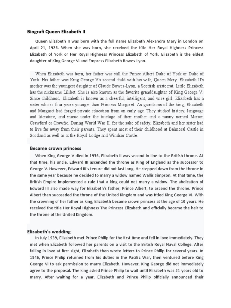 Queen Elizabeth II: A Royal Journey | PDF | Elizabeth Ii | Monarchy Of ...