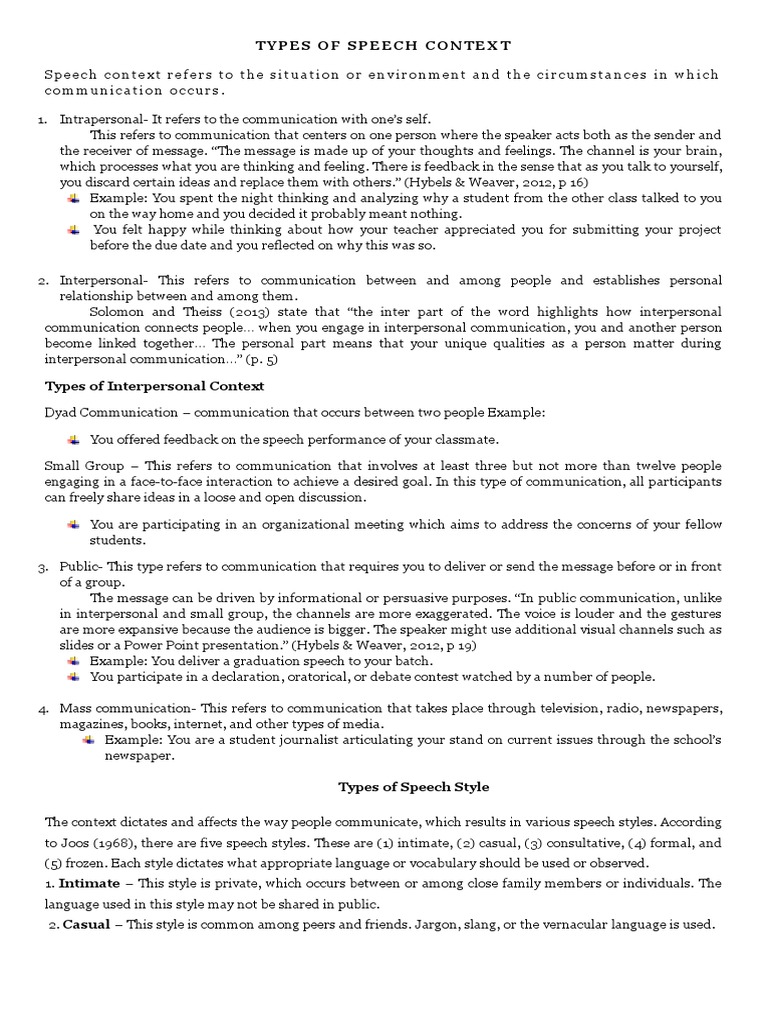Understanding Speech Context Types | PDF | Communication ...