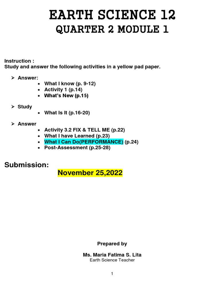 Earth Science Q2 Module 8