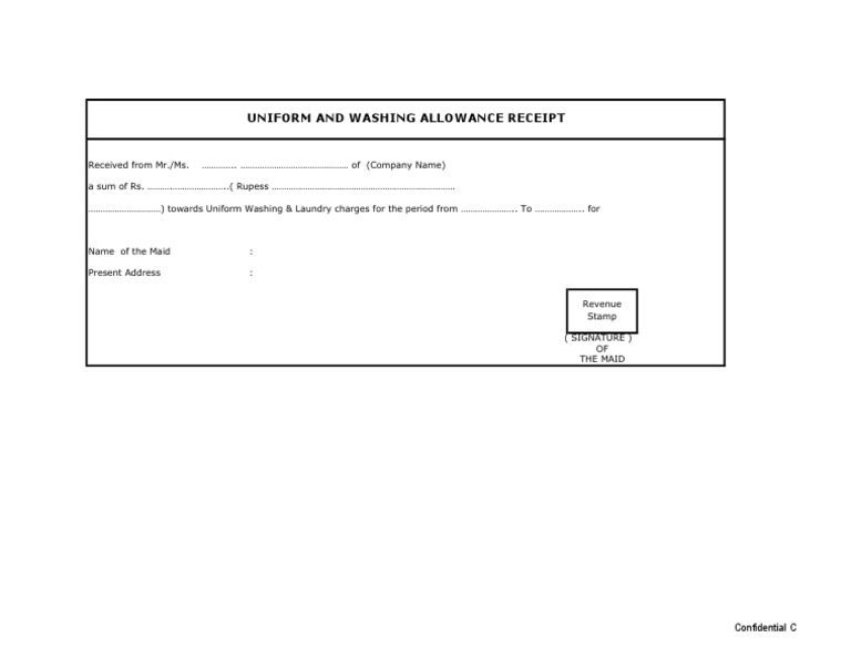 Uniform and Washing Allowance Receipt | PDF