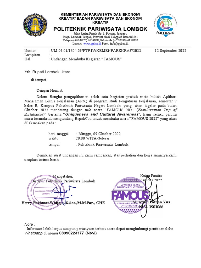 (September 1304.9) Surat Undangan Membuka Acara | PDF