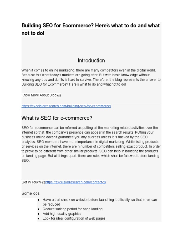 Building SEO For Ecommerce | PDF