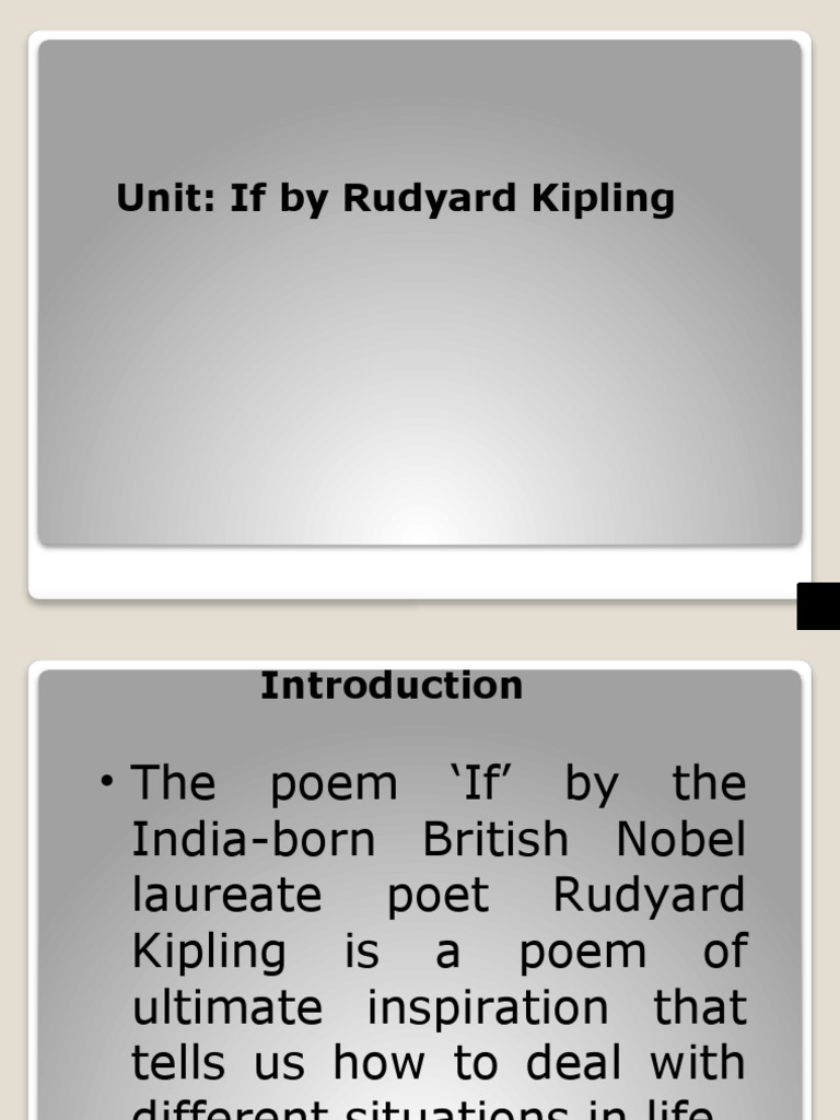 Analysis of Kipling's Poem 