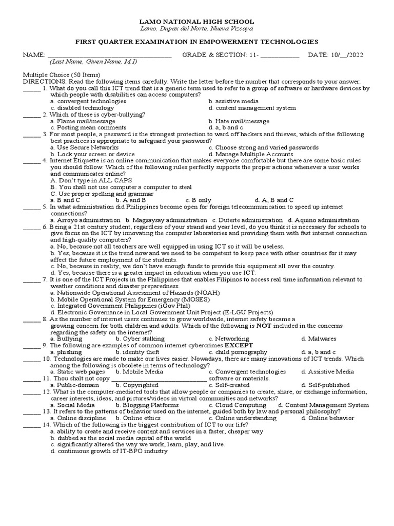 Empowerment Technologies 1st Quarter | PDF | Internet | World Wide Web
