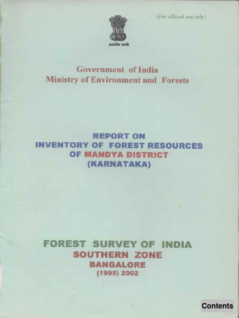 Report On Inventory of Forest Resources of Mandya Dist | PDF | Forests ...