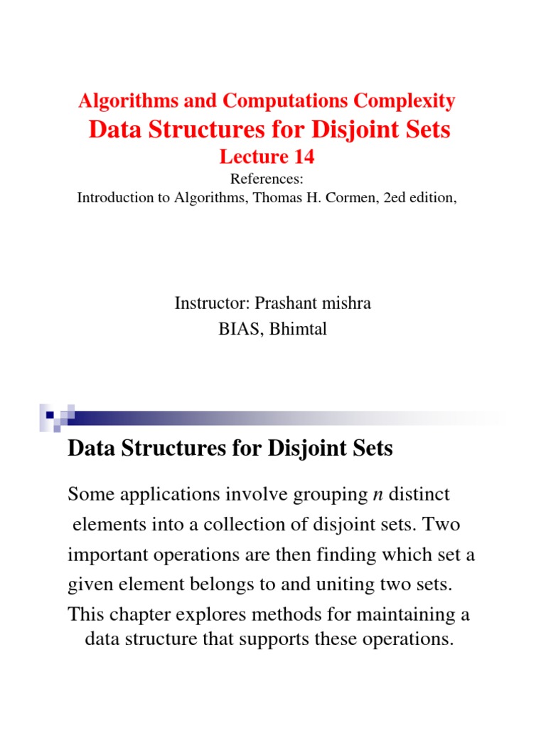 13 Disjoint-Set Data Structure | PDF | Vertex (Graph Theory) | Applied ...