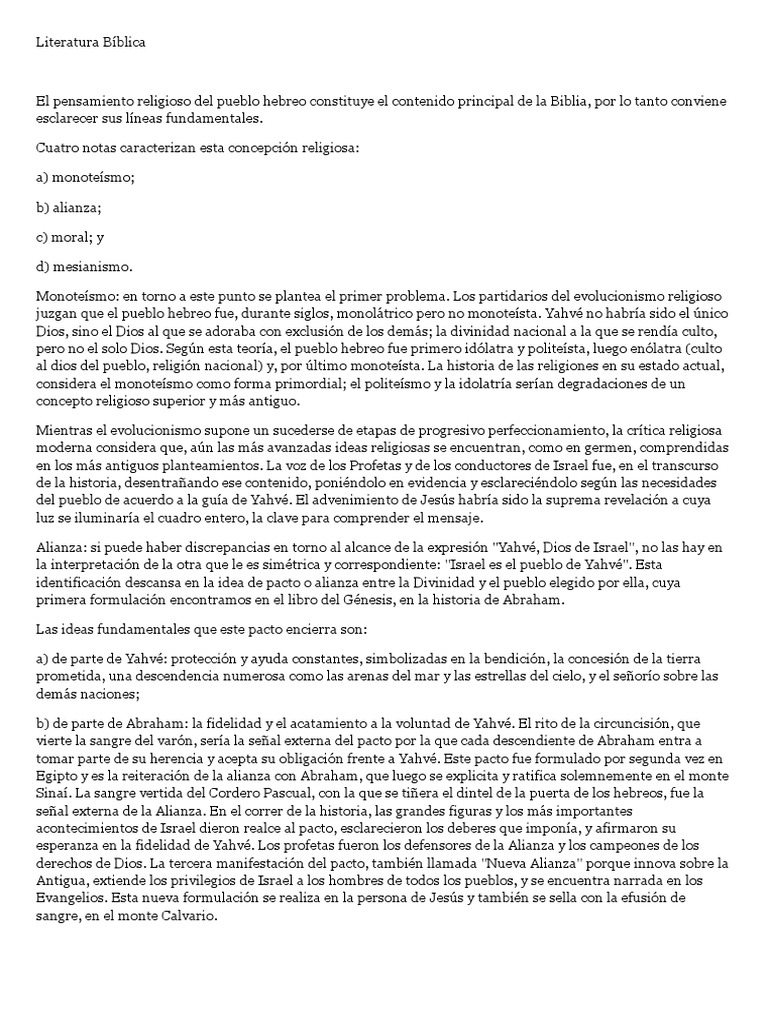 Literatura Bíblica PDF Libro del Génesis Monoteísmo
