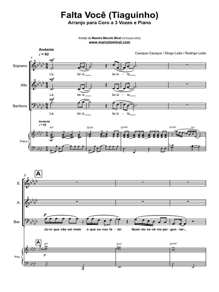 Arranjo Falta Você Thiaguinho Grade Pdf