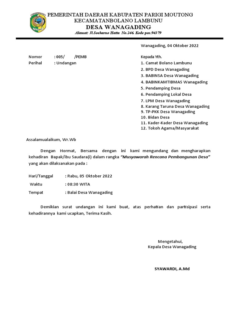Undangan Musrembang | PDF