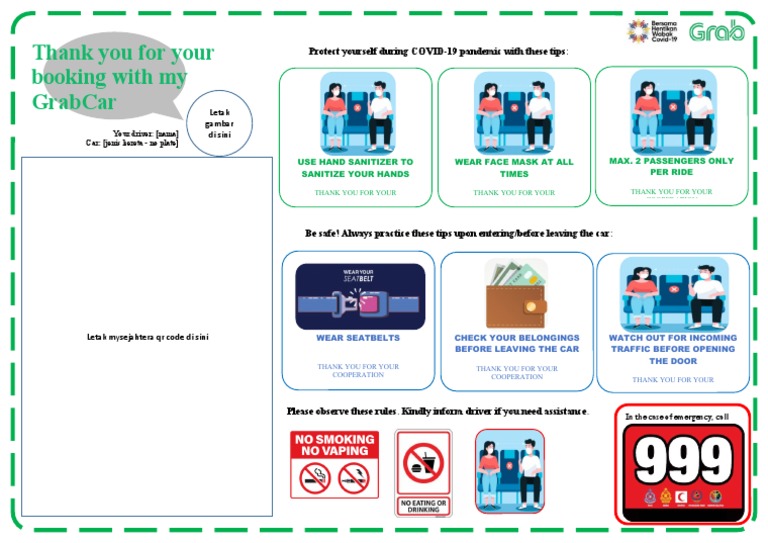 GrabCar Safety Guidelines for Passengers | PDF