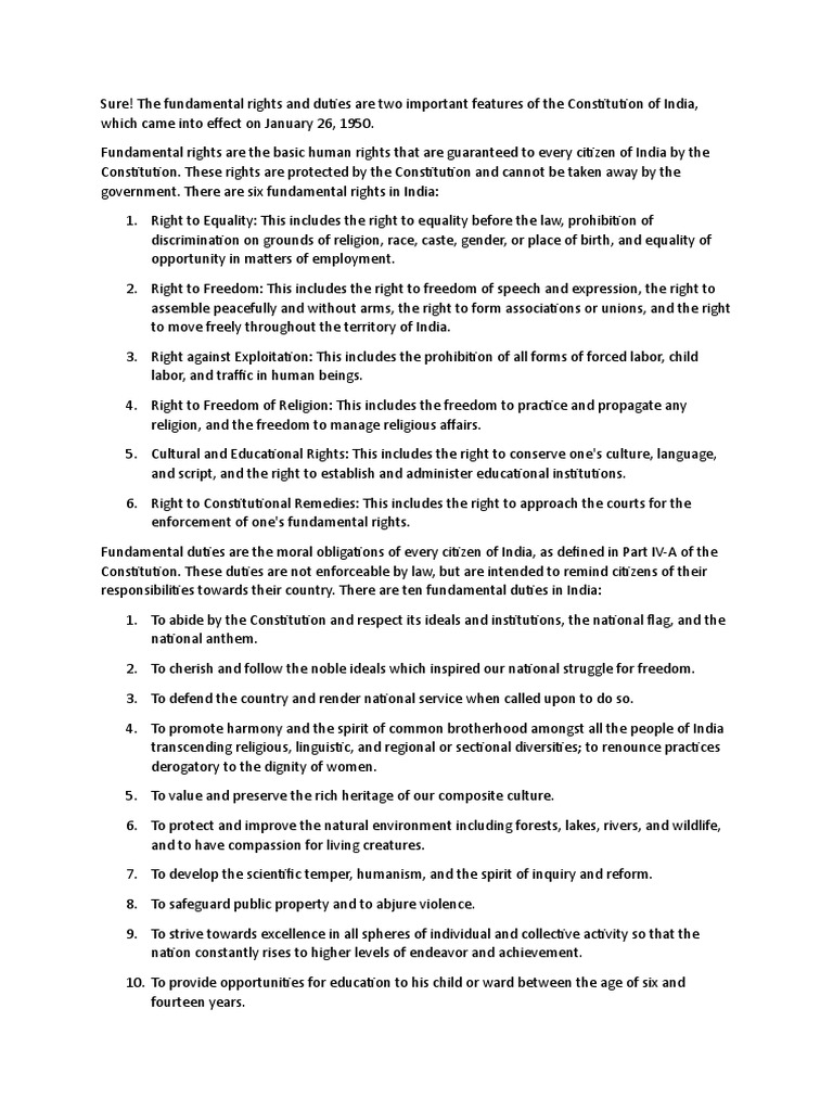 Fundamental Rights and Duties in India | PDF | Justice | Crime & Violence