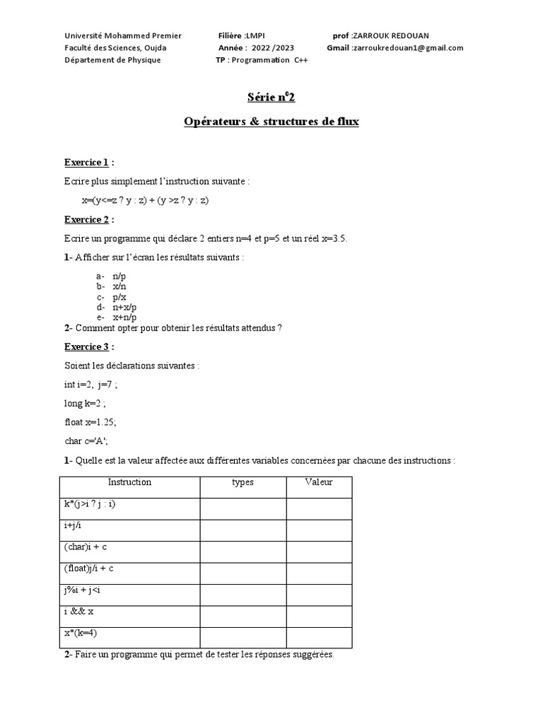 Exercices de Programmation C++ 2023 | PDF | Informatique | Génie logiciel