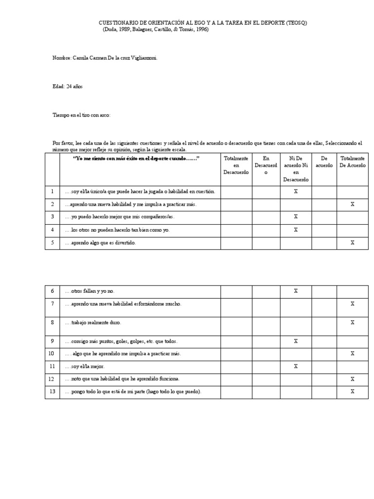 Cuestionario TEOSQ (Orientaciones de Meta) | PDF
