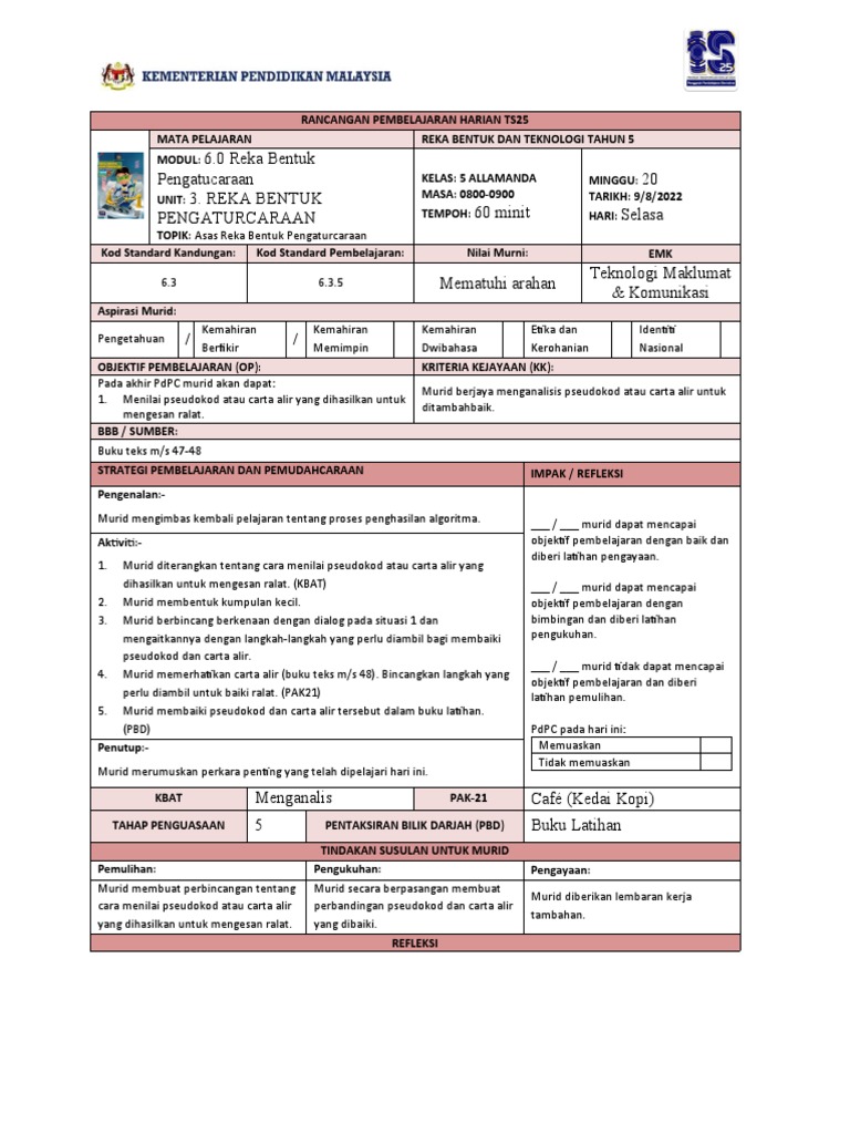 RBT Tahun 5: Pseudokod dan Carta Alir | PDF