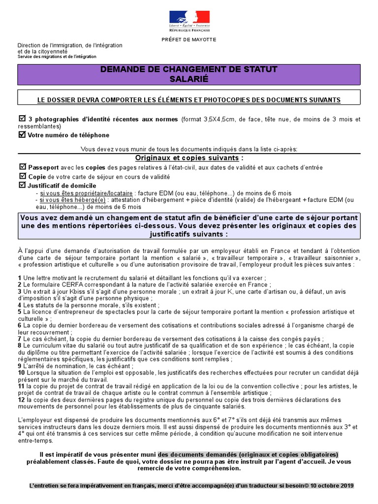 21 Changement de Statut Salarié PDF Business