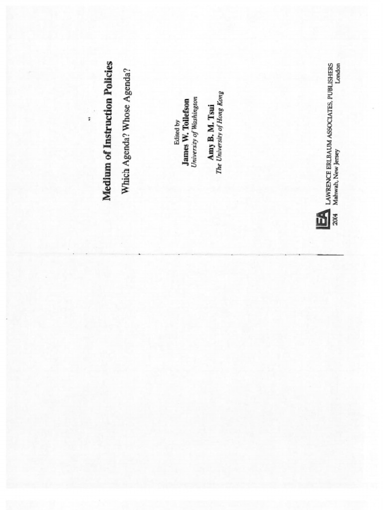 Tsui Tollefson 2004 Intro PDF Multiculturalism First Language