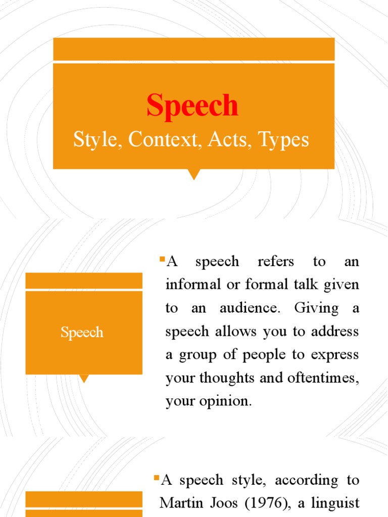 Speech Style Act Context | PDF | Communication | Speech