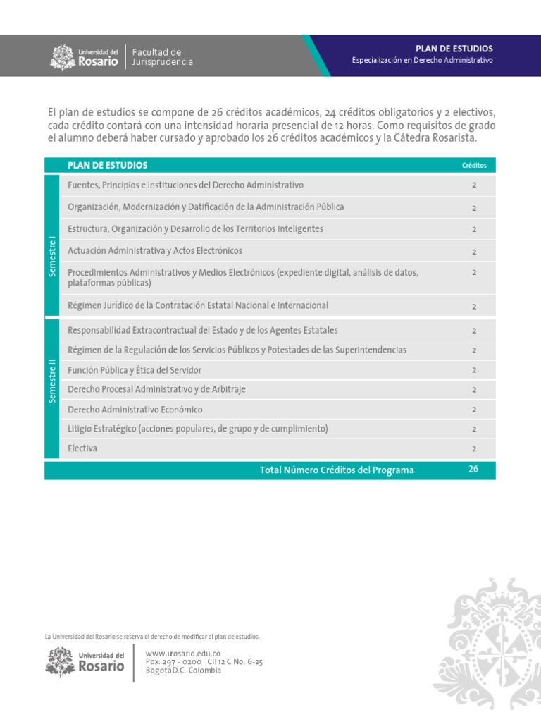 Plan de Estudios: Especialización en Derecho Administrativo | PDF | Ley ...