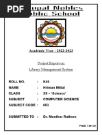 Class 12 - Computer Science Investigatory Project File On Library Management