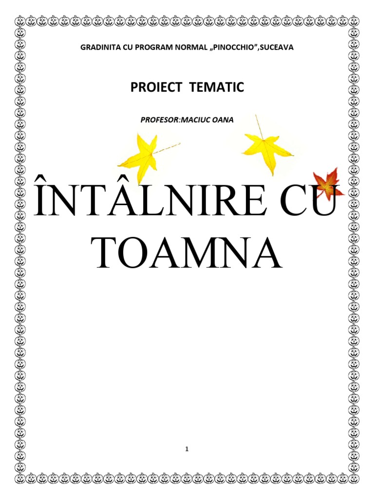 Proiect Tematic Întâlnire Cu Toamna | PDF