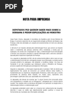 Nota à Imprensa - Derrama