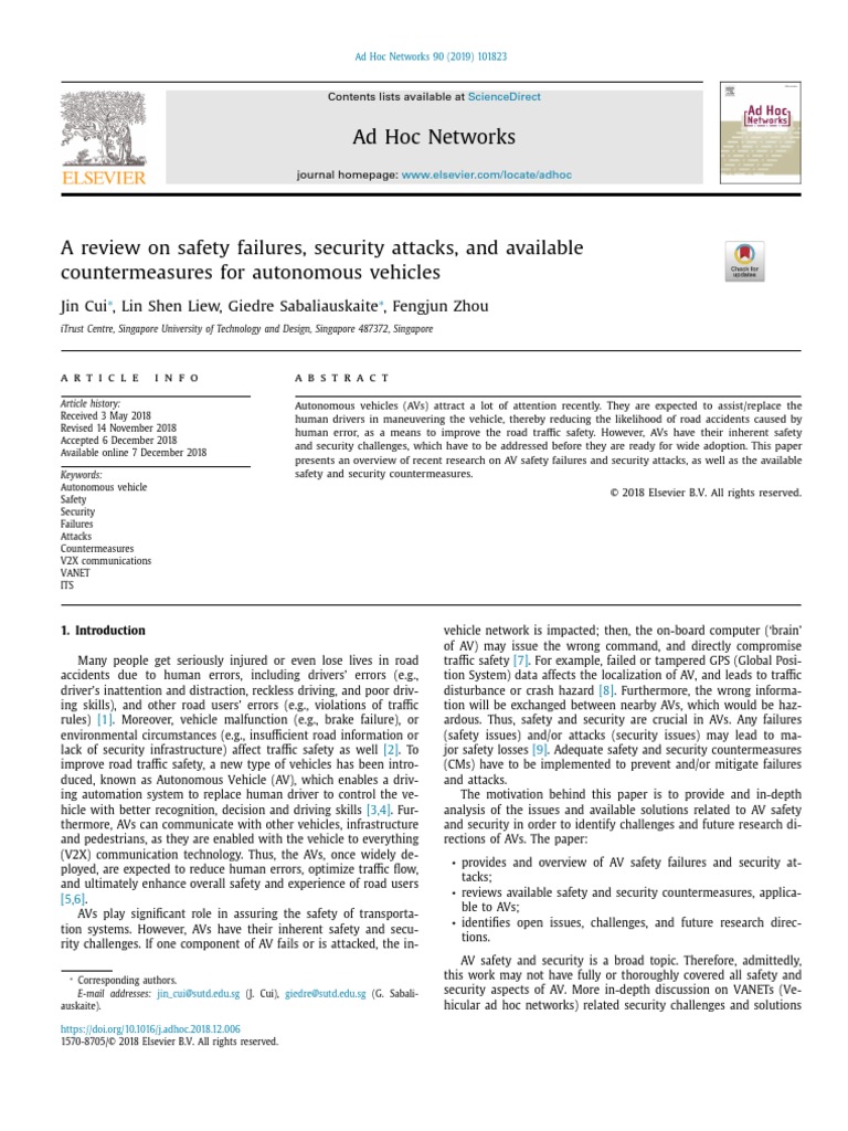 Cybersecurity For Autonomous Vehicles SCHEME | PDF | Traffic | Road