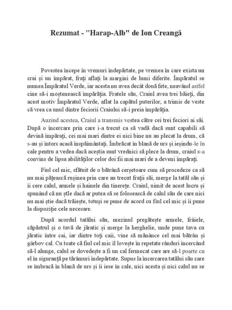 La Conac Rezumat Rezumat Harap Alb | PDF