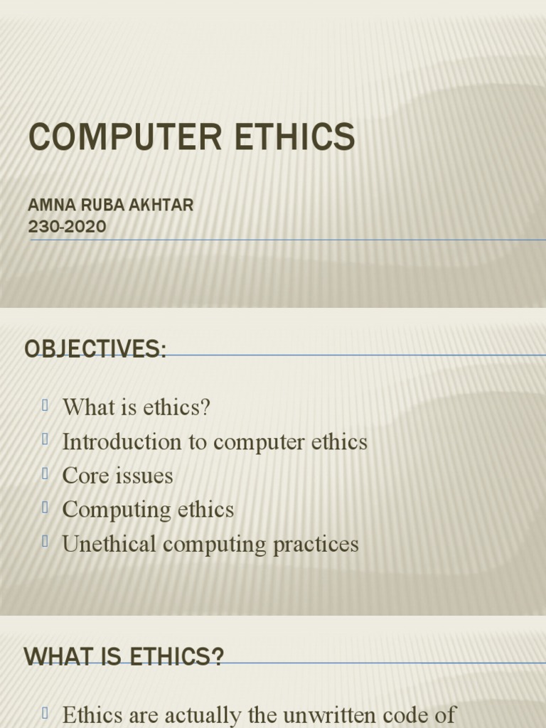 Computer Ethics: Core Issues & Practices | PDF