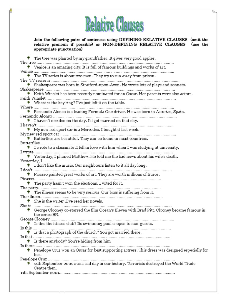 Defining-And-Nondefining-Relative-Clauses - Part III | PDF | Home & Garden