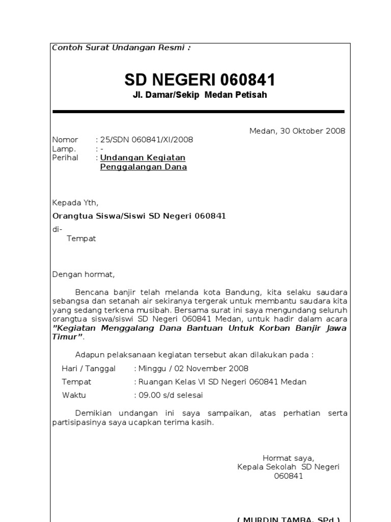 Contoh Surat Dinas Sekolah Sd Contoh Surat Dinas Sekolah Sd