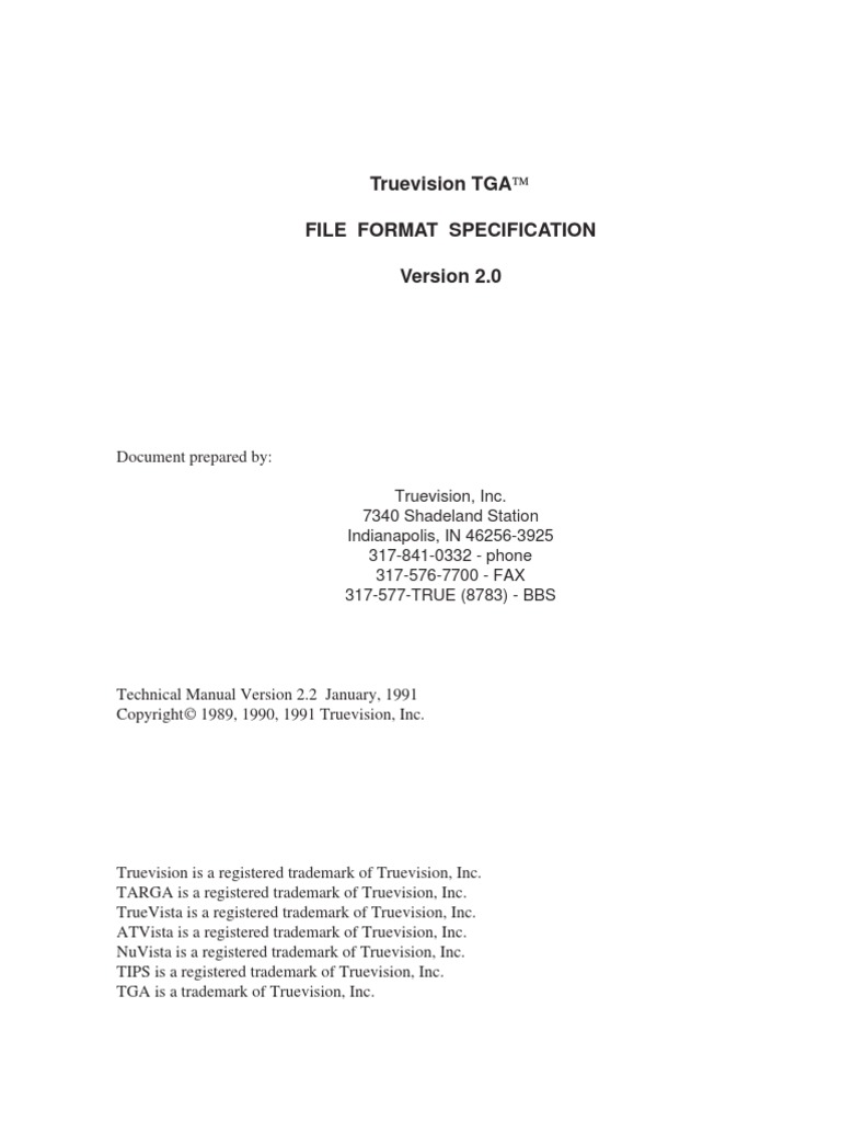 Truevision TGA File Format Specification | PDF | Computers