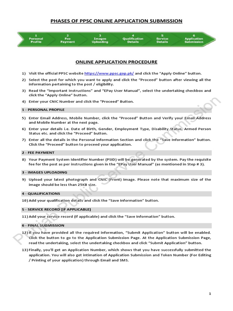 Ppsc Online Application Procedure Pdf Websites Cyberspace