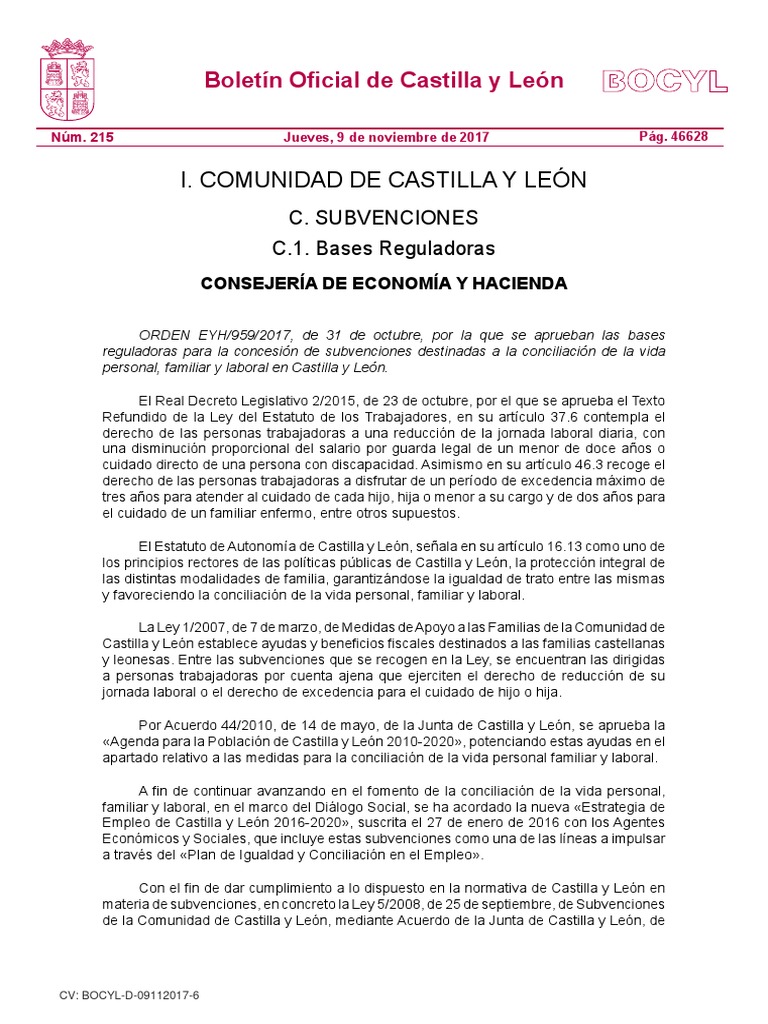 BOCYL D 09112017 6 - (2) - Original | PDF | Otorgar dinero) | Justicia