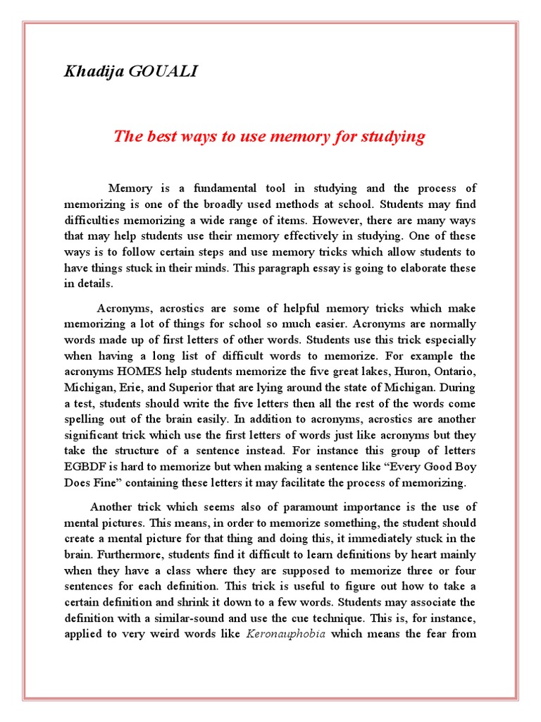 The Best Ways To Use Memory For Studying The Best Ways To Use Memory ...