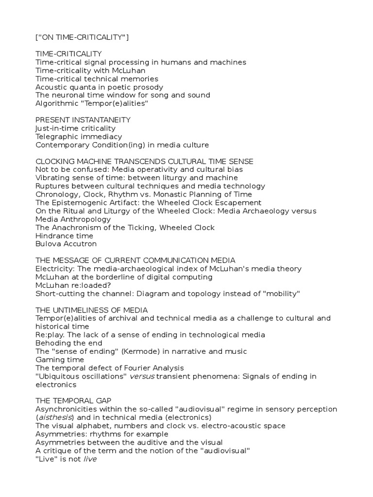 Time Criticality Notes | PDF | Time | Clock