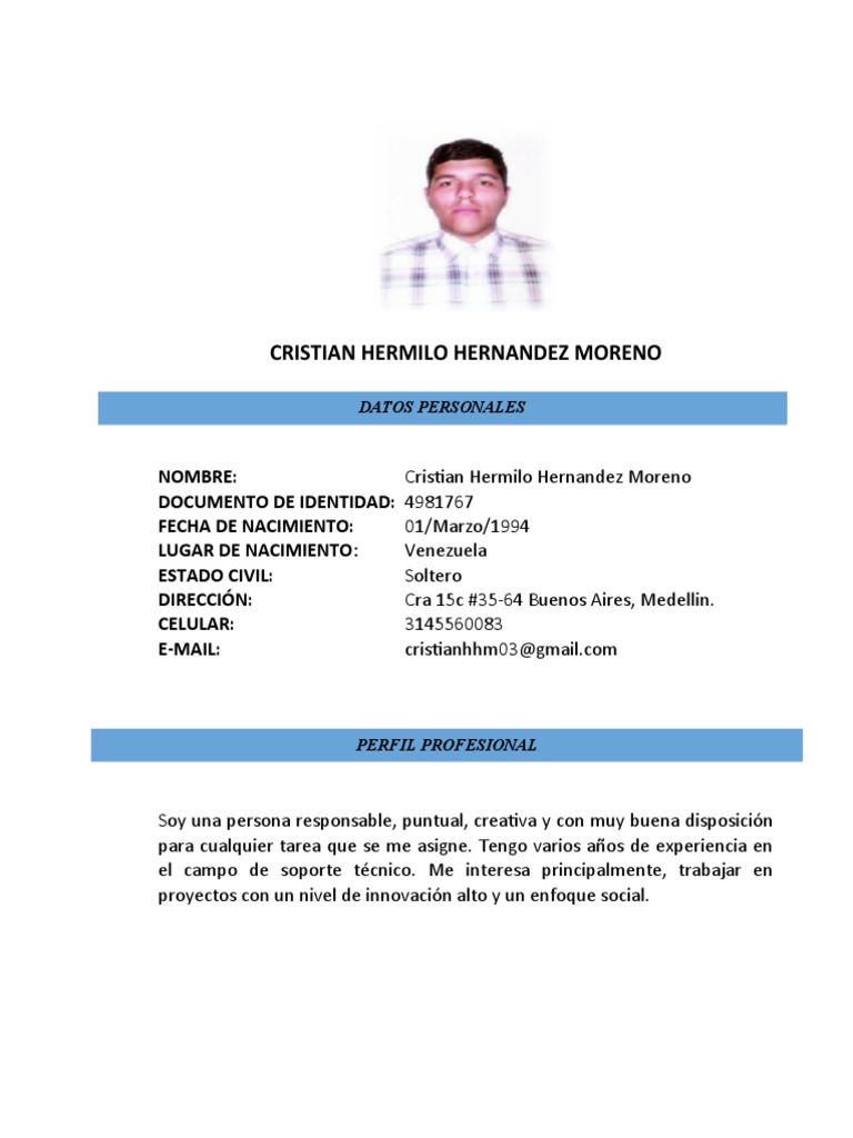 Formato hoja de vida colombia pdf