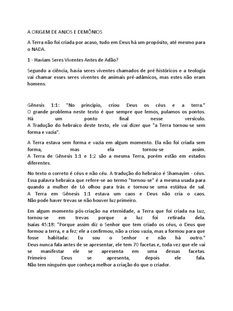 Origem dos Anjos e Demônios | PDF | Anjo | Gênesis (livro)