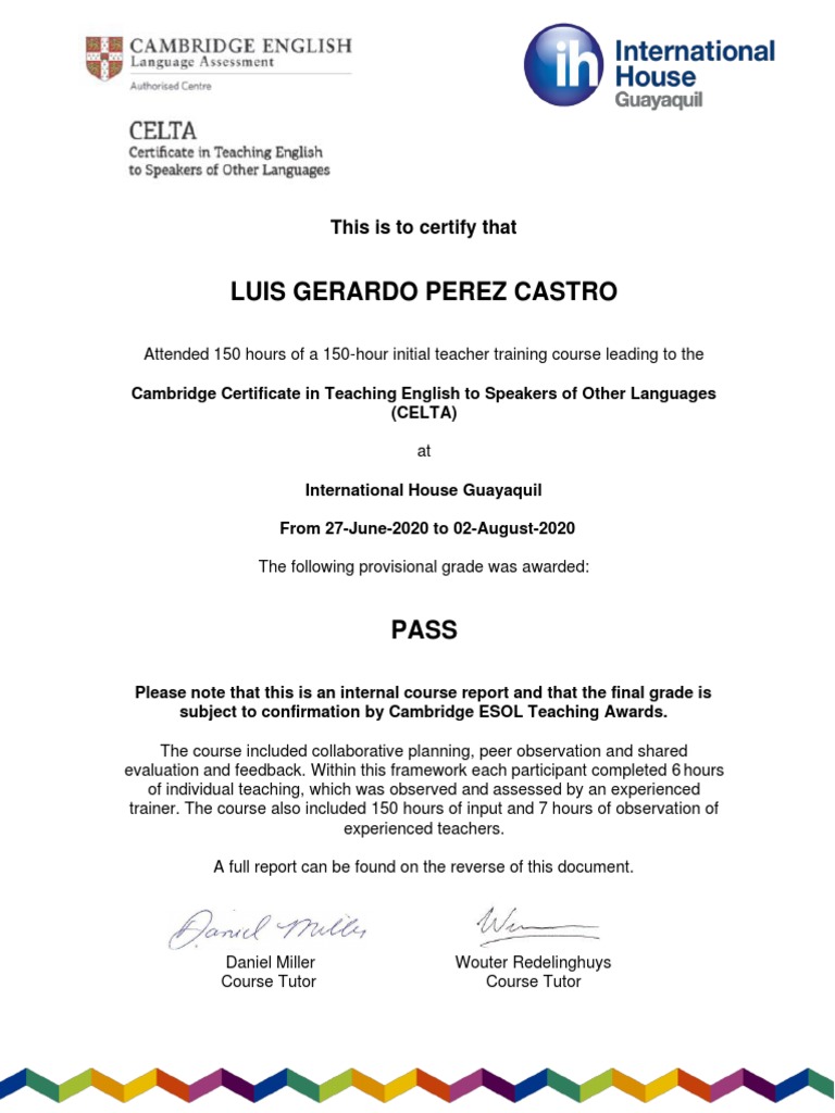 IH Guayaquil - End of Course Report - Luis Perez | PDF | Teaching ...