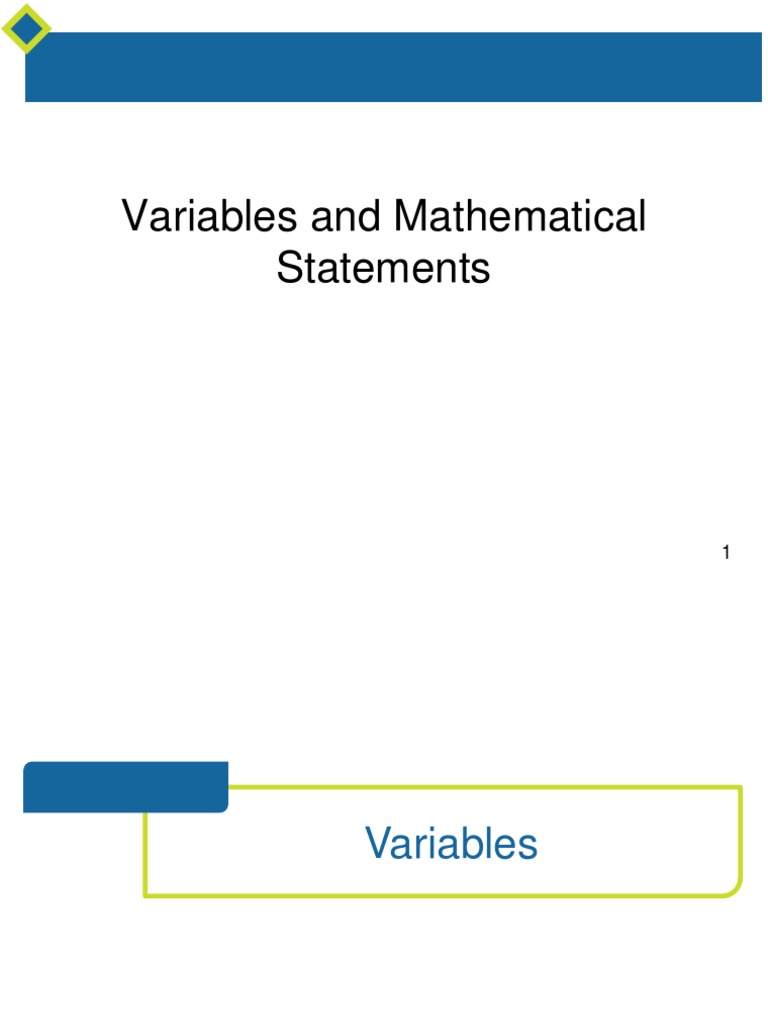 2 Variables and Mathematical Statements PDF Numbers Variable (Mathematics)
