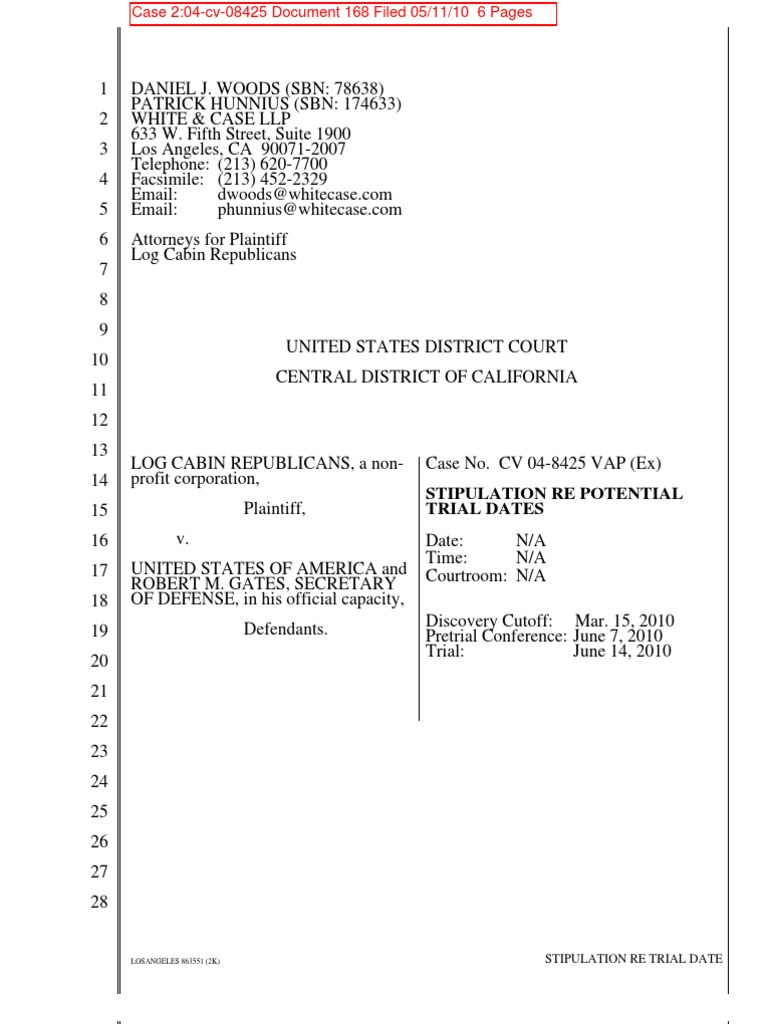 Stipulation Re Potential Trial Dates | PDF | Summary Judgment ...
