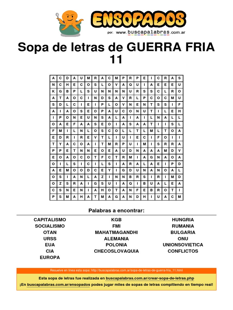 Sopa de Letras: Guerra Fría | PDF | Comunismo | Política de la Unión ...