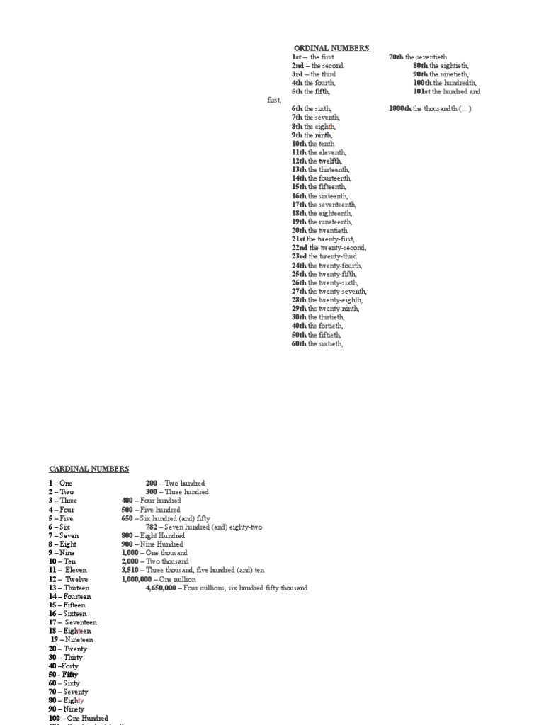 CARDINAL AND ORDINAL NUMBERS CHART PDF visual data 3