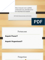 Aspek Pasar & Aspek Organisasi Dalam Bidang Entrepreneurship