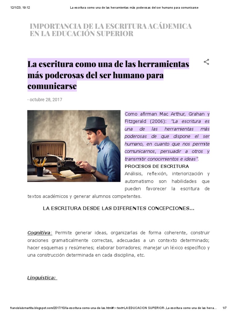 Importancia de la escritura académica | PDF | Maestros | Cognición