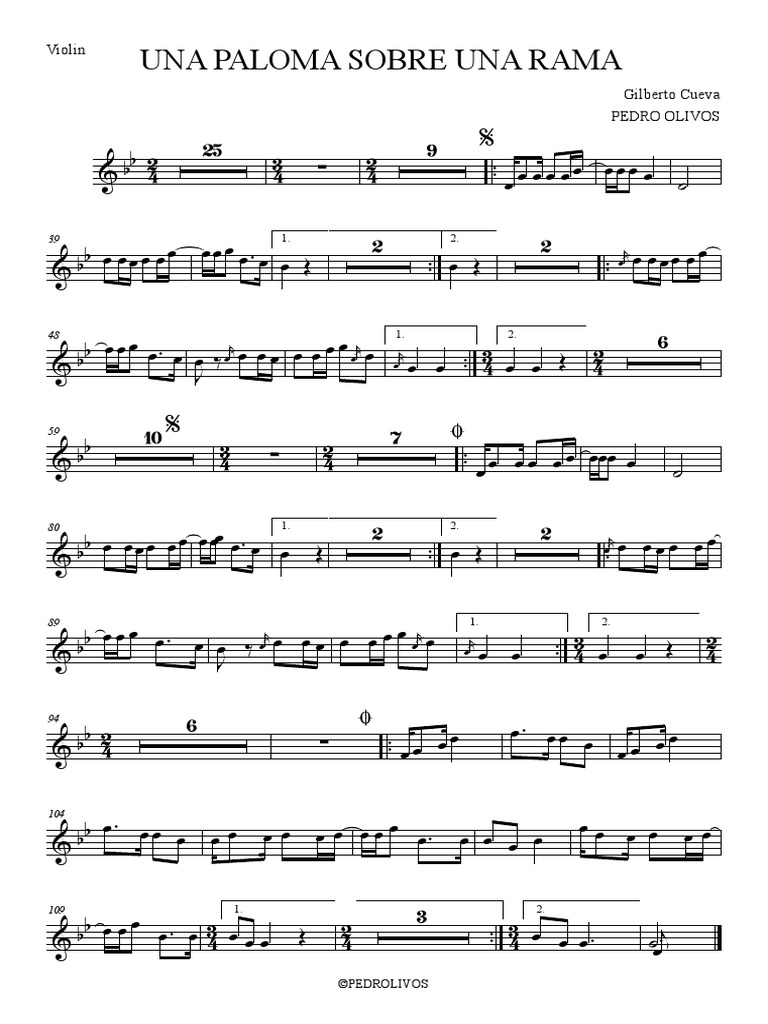 UNA PALOMA SOBRE UNA RAMA - Violin | PDF